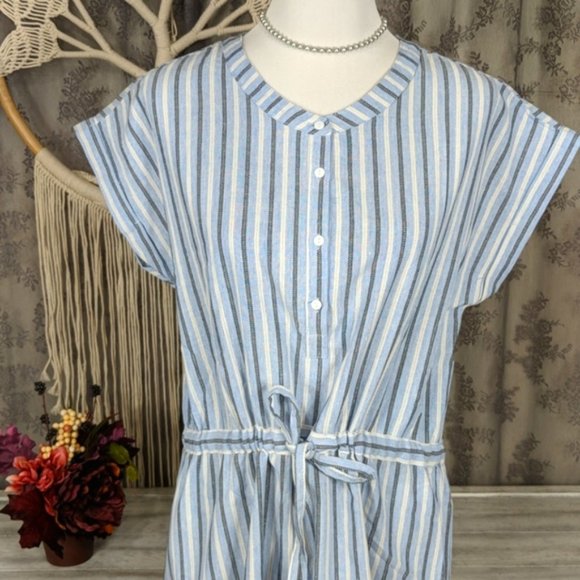 Mystree Blue stripe button up shirt dress NWT - Picture 7 of 10